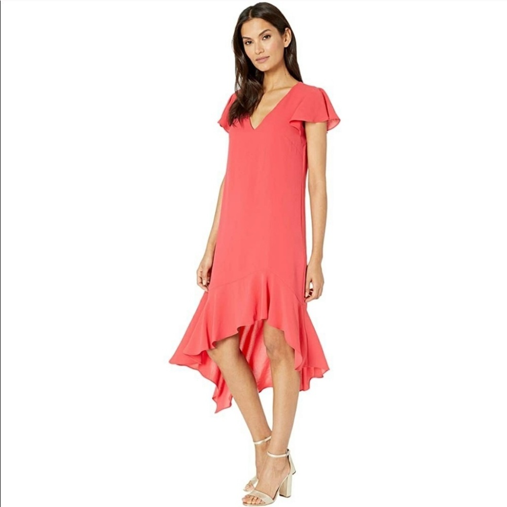 Gauzy Crepe High Low Dress